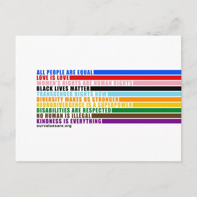 Carte Postale Nos valeurs sont (Devant)