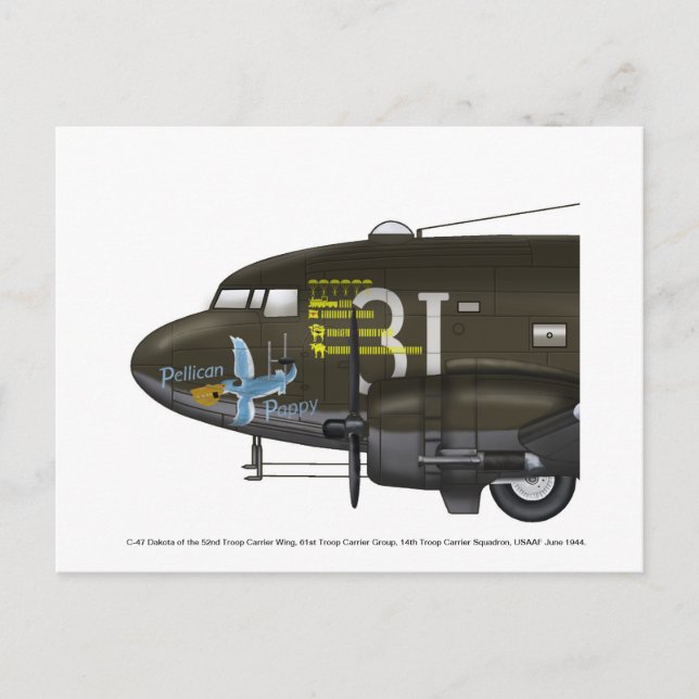Carte Postale Nose art d'un C-47 Skytrain de l'USAAF (Devant)