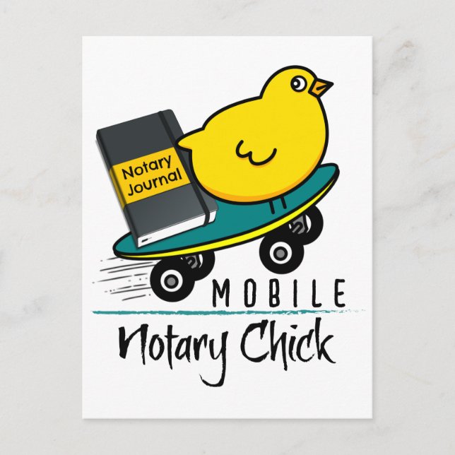 Carte Postale Notaire mobile Chick faisant de la planche à roule (Devant)