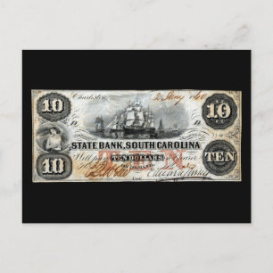Carte Postale Note de dix dollars de 1860 en Caroline du Sud
