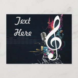 Carte Postale Note de gauche musicale Abstraite