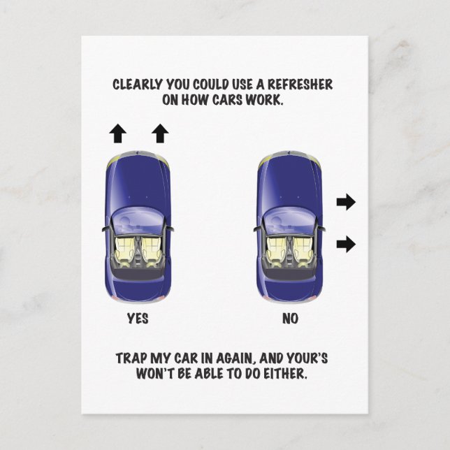 Carte Postale Note de stationnement incorrecte (Devant)