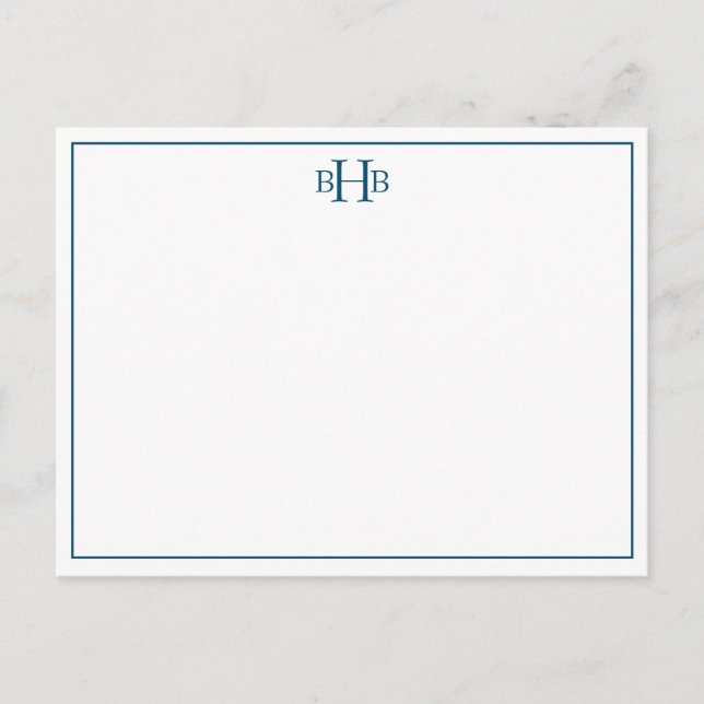 Carte Postale Note minimaliste sophistiquée marine et blanche (Devant)