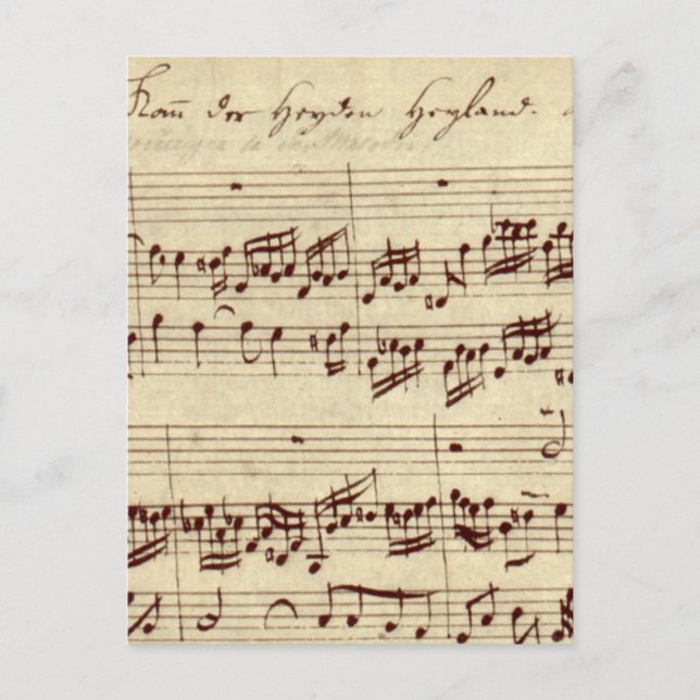 Carte Postale Notes de musique ancienne - Feuille de musique Bac (Devant)