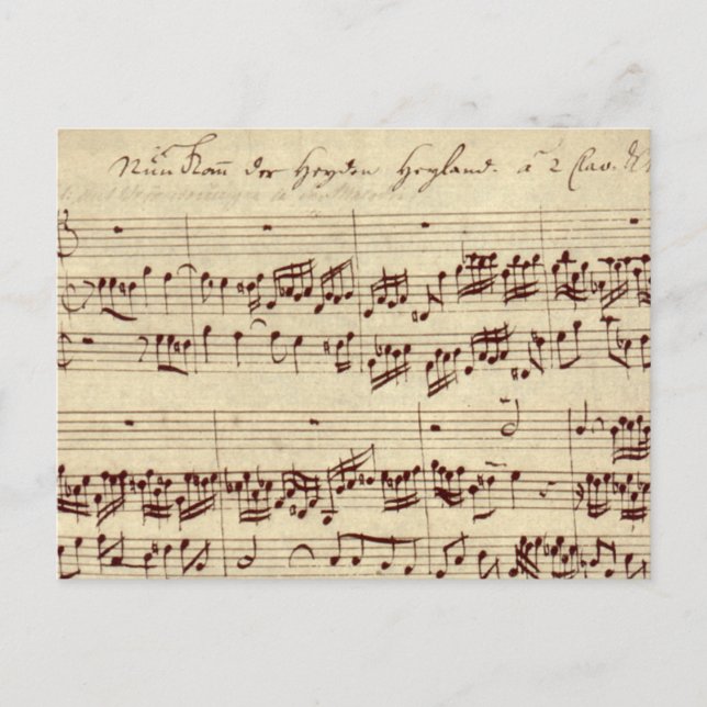 Carte Postale Notes de musique ancienne - Feuille de musique Bac (Devant)