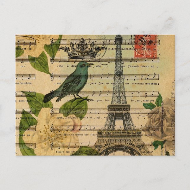 Carte Postale notes de musique camellia français paris eiffel to (Devant)