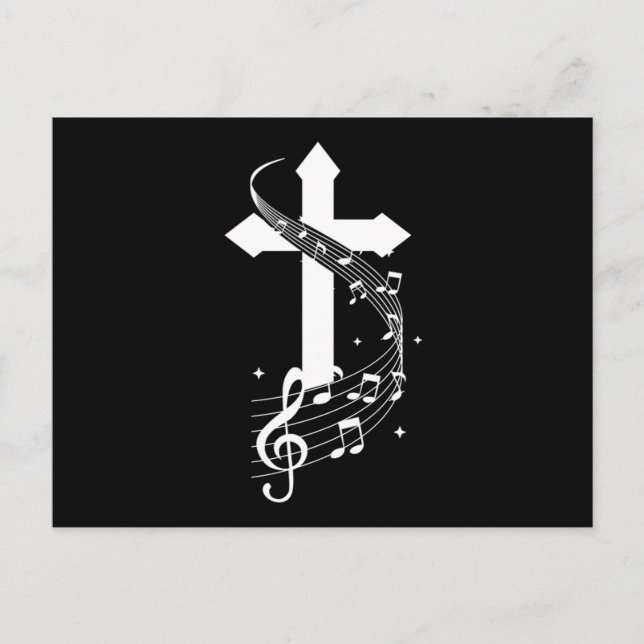 Carte Postale Notes de musique croisée Musicien chanteur chanter (Devant)
