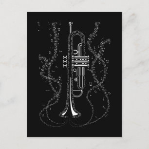 Carte Postale Notes de musique de trompette Instrument Musicien 