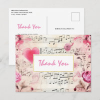 Notes de musique et roses design vintage Merci