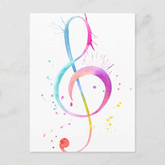 Carte Postale Notes de musique Watercolor (Devant)