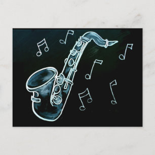 Carte Postale Notes de saxophone et de musique