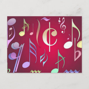 Carte Postale Notes musicales de couleur