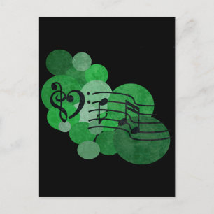 Carte Postale Notes musicales et pois - vert vif