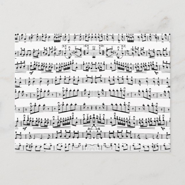 Carte Postale Notes musicales pour piano Retro Motif (Devant)