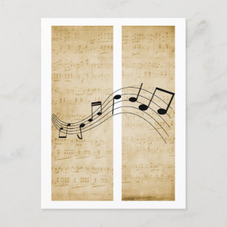 Carte Postale Notes musicales sur papier de musique Vintage Old