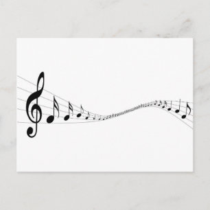 Carte Postale Notes musicales sur un stave en forme de vague