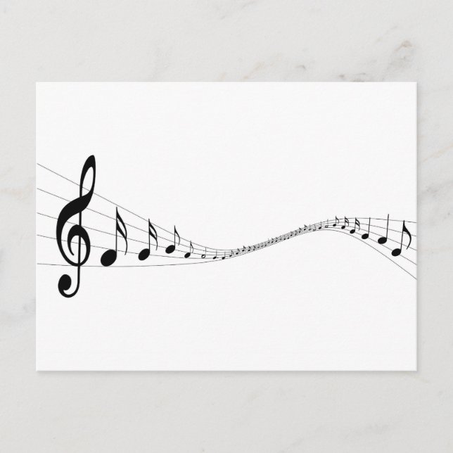 Carte Postale Notes musicales sur un stave en forme de vague (Devant)