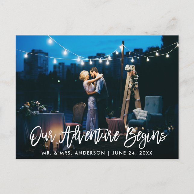 Carte Postale Notre Aventure Commence Écriture Pinceau Mariage R (Devant)