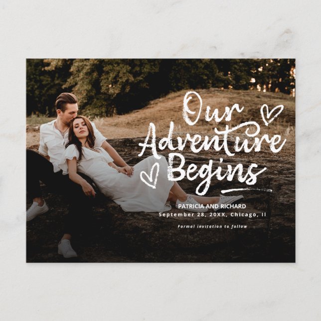 Carte Postale Notre Aventure Commence Le Mariage Enregistrer La  (Devant)
