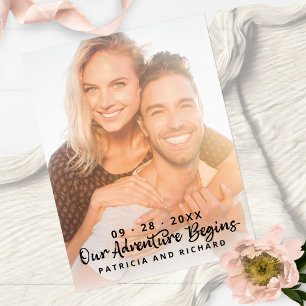 Carte Postale Notre aventure commence Photo de mariage Save The 
