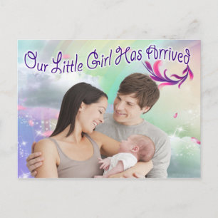 Carte Postale Notre Bébée papillon fille est arrivée
