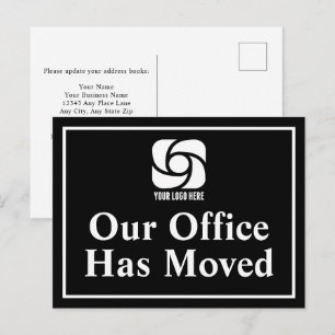 Carte Postale Notre Bureau A Déménagé Logo D'entreprise Noir Et