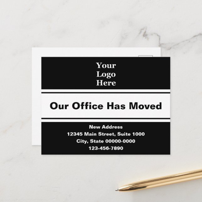 Carte Postale Notre Bureau A Déplacé Votre Logo Faire-part De Dé (Devant/Arrière en situation)