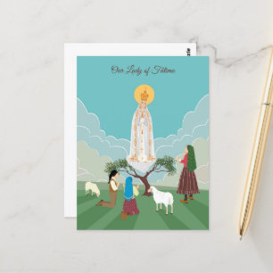 Carte Postale Notre-Dame de Fatima et la prière des trois berger