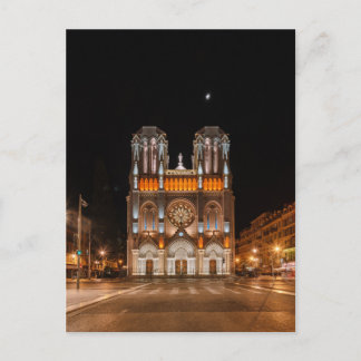 Carte Postale Notre-dame de nice dans la nuit