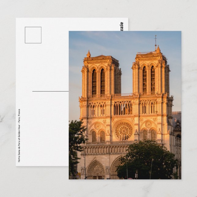 Carte Postale Notre Dame de Paris à l'heure dorée - Paris, Franc (Devant / Derrière)