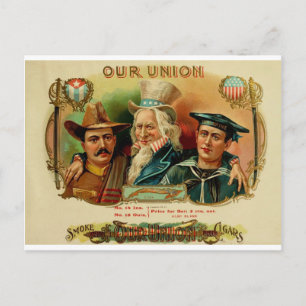 Carte Postale Notre étiquette de boîte à cigares des syndicats  