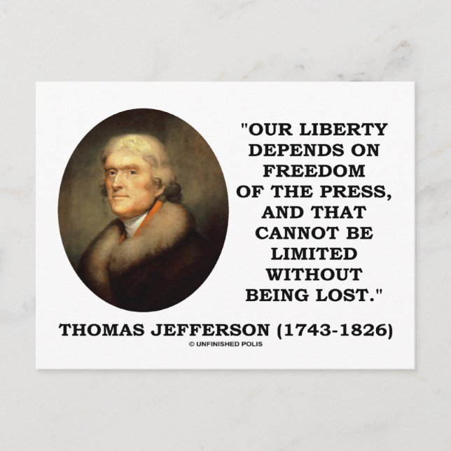 Carte Postale Notre liberté dépend de la liberté de la presse (Devant)