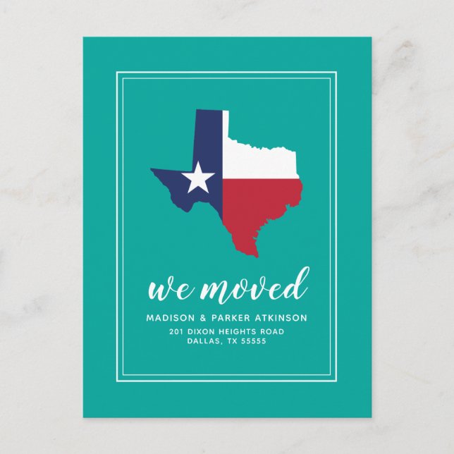 Carte Postale Notre nouvelle adresse au Texas (Devant)