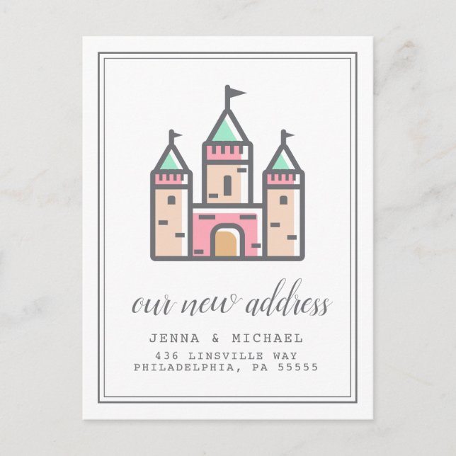 Carte Postale Notre nouvelle adresse | Pastel Castle Home (Devant)