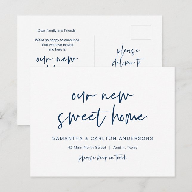 Carte Postale Notre nouvelle annonce de l'adresse Sweet Home, Po (Devant / Derrière)