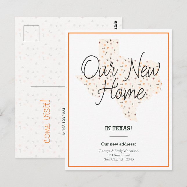 Carte Postale Notre nouvelle maison - Texas Moving Faire-part (Devant / Derrière)