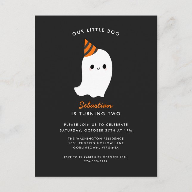 Carte Postale Notre Petit Boo Halloween Anniversaire Fête Invita (Devant)