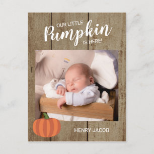 Carte Postale Notre petit Citrouille Rustic Fall Faire-part de n