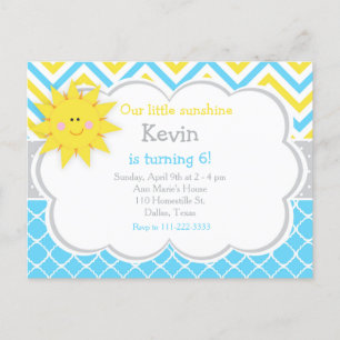 Carte Postale Notre petite fête d'anniversaire Sunshine Bleu et 