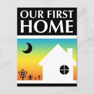 Carte Postale notre première maison (coucher de soleil arc-en-ci