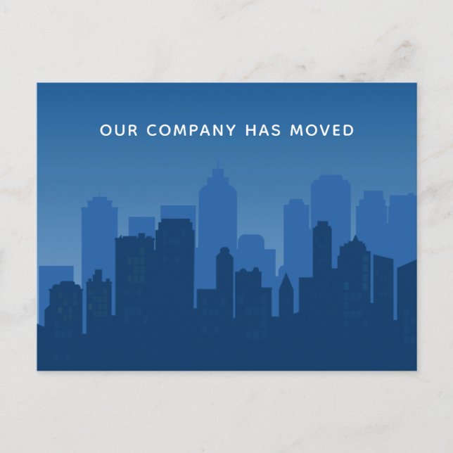 Carte Postale Notre Société A Déplacé Blue Business Skyline Movi (Devant)