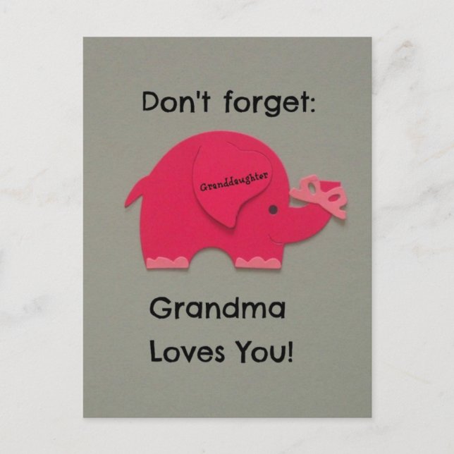 Carte Postale N'oublie pas : Grand-mère t'aime ! Petite-fille (Devant)