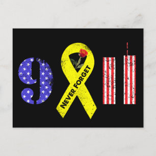 Carte Postale N'oubliez jamais 9 11 Ruban jaune