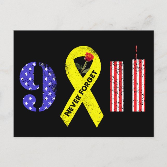 Carte Postale N'oubliez jamais 9 11 Ruban jaune (Devant)