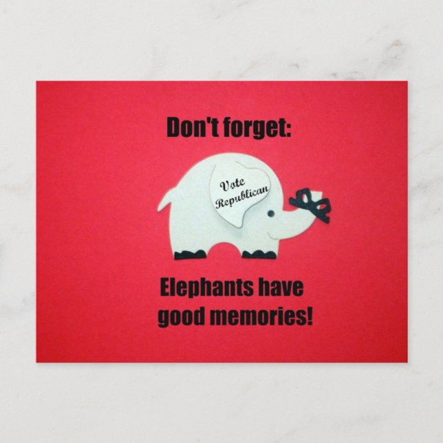 Carte Postale N'oubliez pas, les éléphants ont de bons souvenirs (Devant)