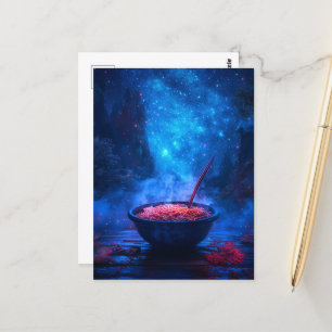 Carte Postale Nouilles Délicieuses sous une Nuit Étoilée