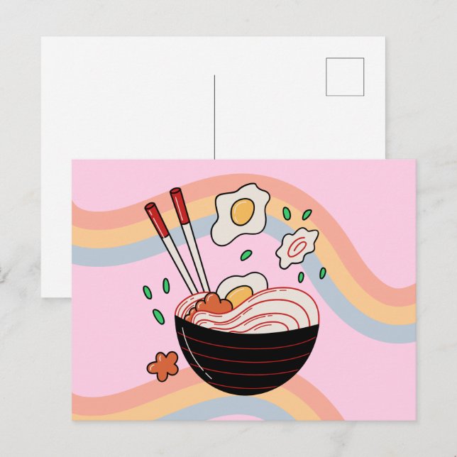 Carte Postale Nouilles Kawaii (Devant / Derrière)