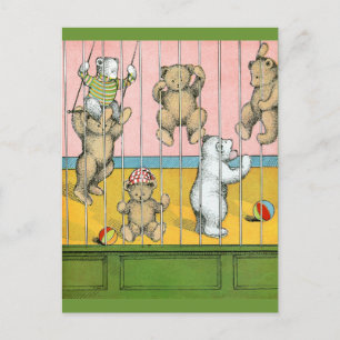 Carte Postale nounours derrière les bars