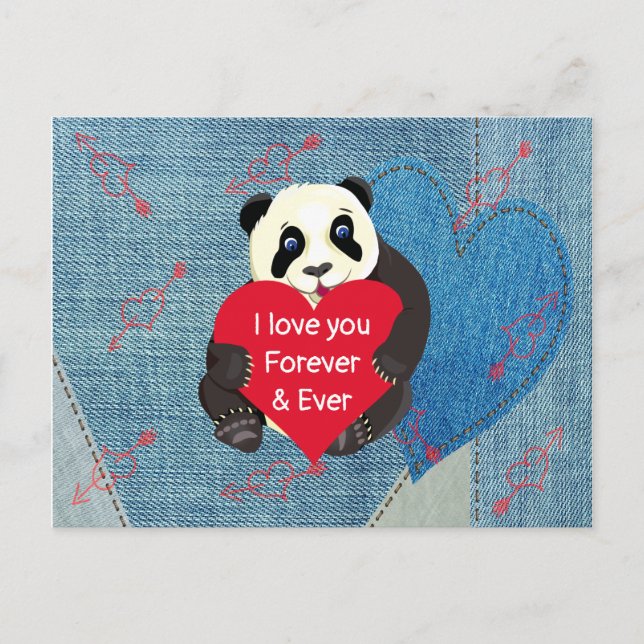 Carte Postale Nounours d'ourson panda pour la Saint-Valentin ser (Devant)