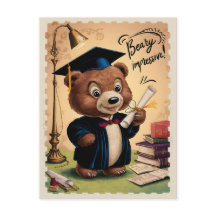 Nounours Mignon Ours Vintage de Diplôme